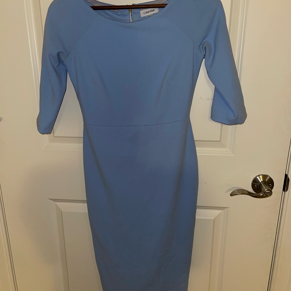 Calvin Klein Light Blue Long Sleeve Dress